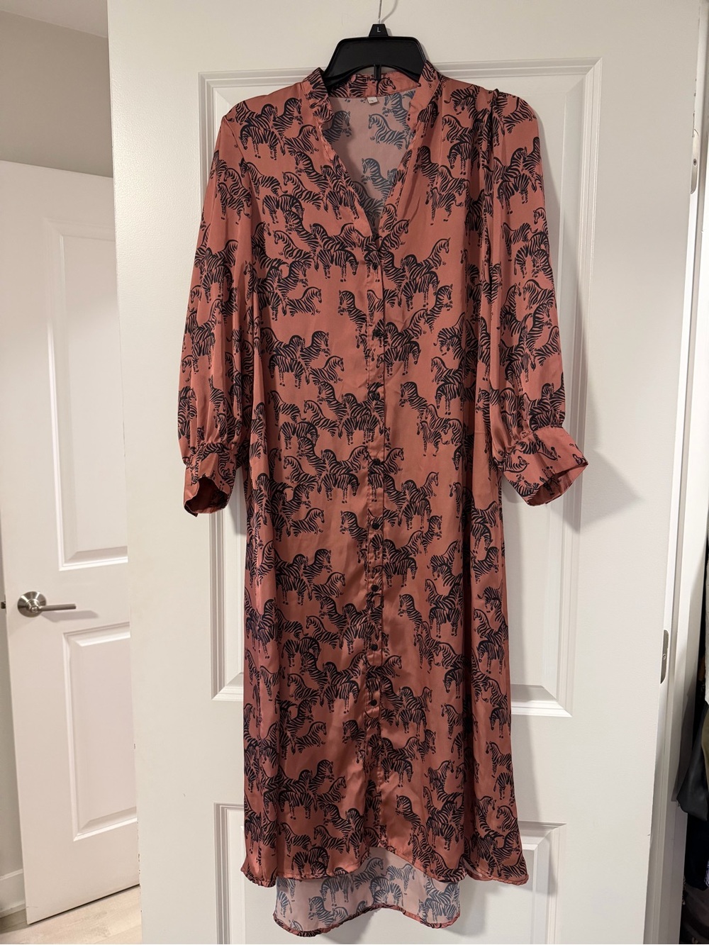Macy's Dusty Rose Zebra-Print Button-Front Shirt Dress